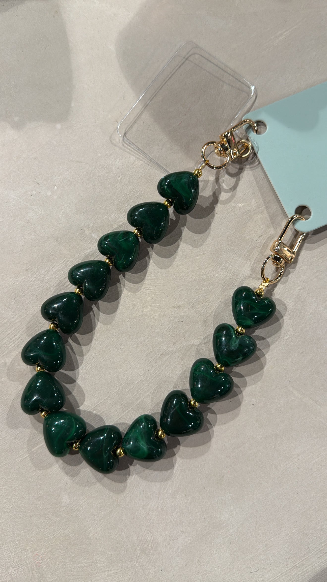 Telefoonkoord harten - groen