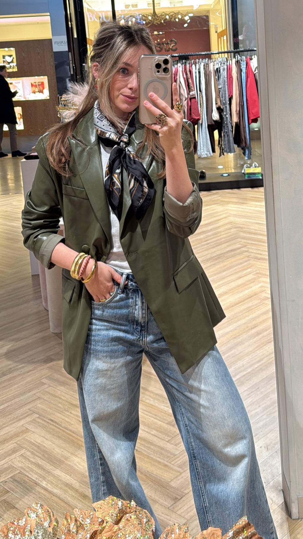 Pu blazer getailleerd - Groen