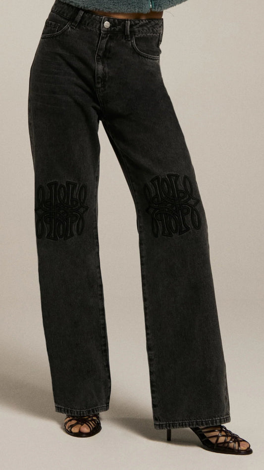Homage - Straight Leg Jeans With Knee Detail