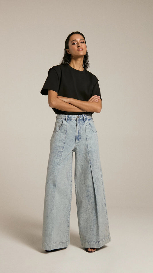 Homage - Wide Leg Jeans With Pleat Detail