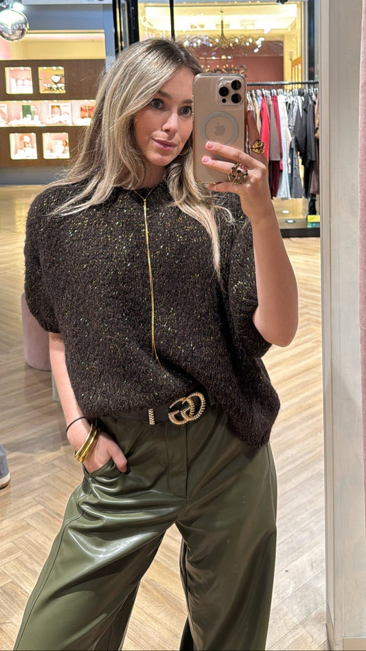 knitted sweater - Donkerbruin goud