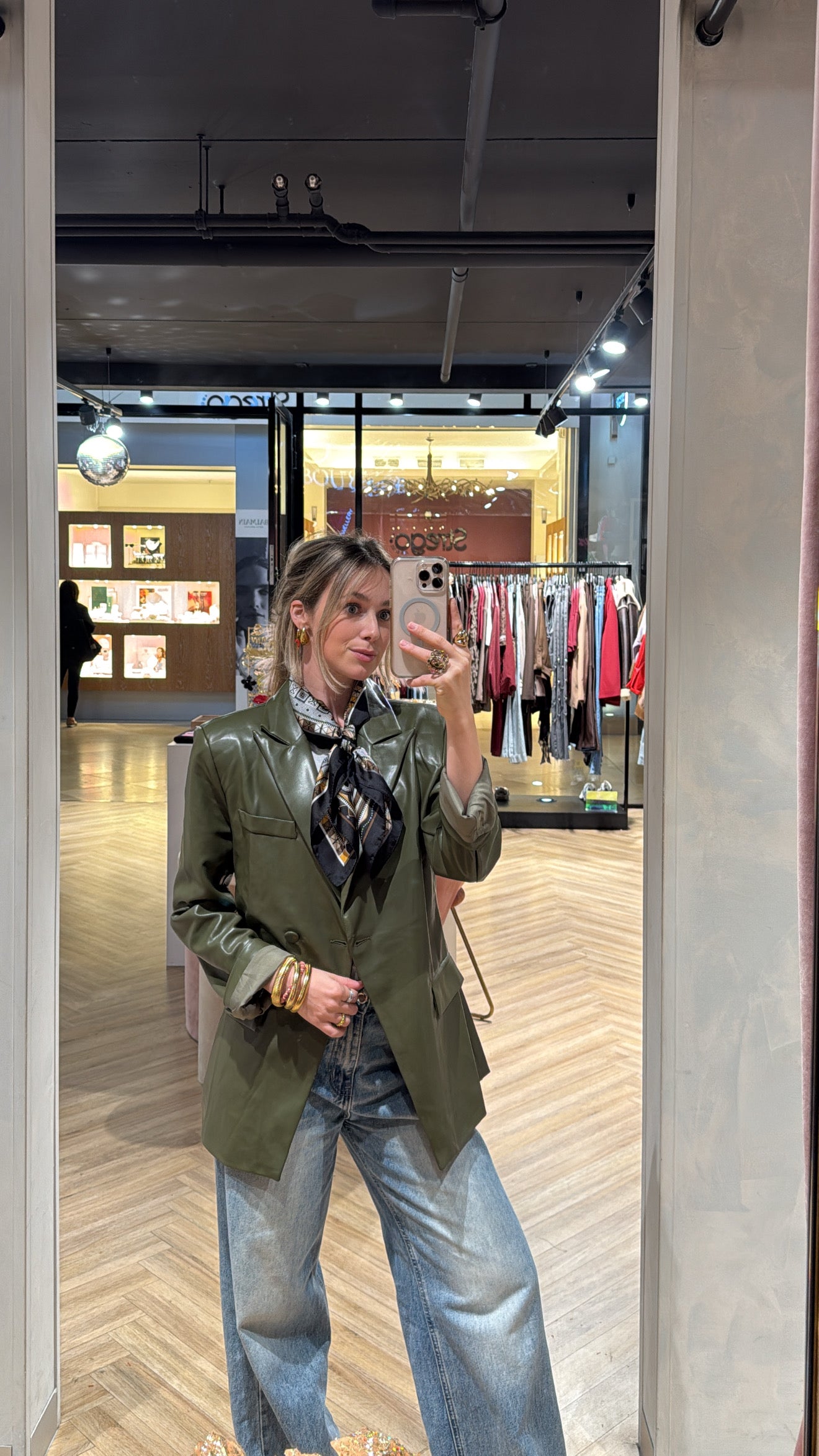 Pu blazer getailleerd - Groen