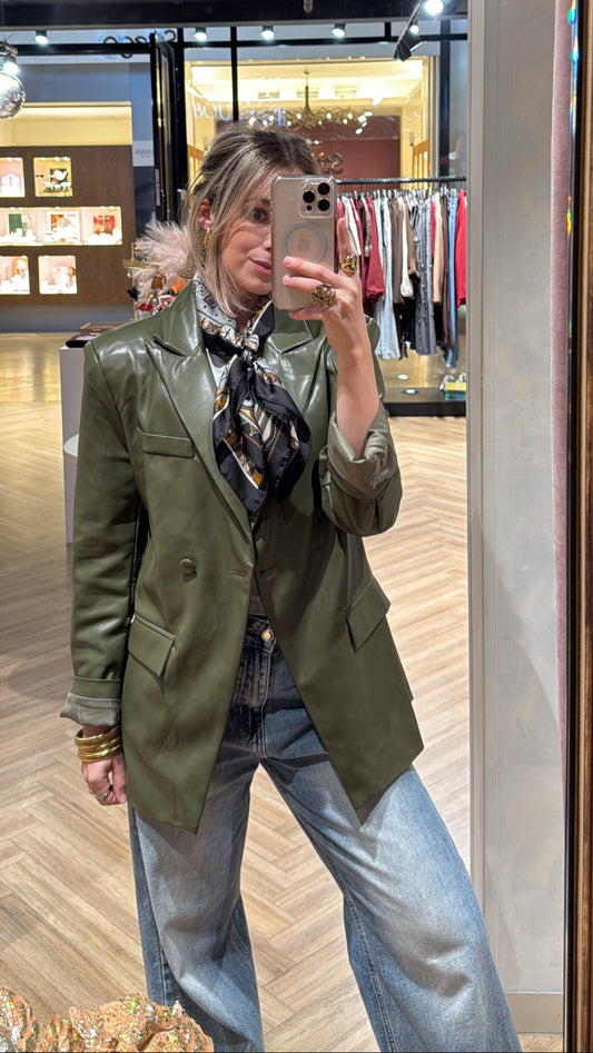 Pu blazer getailleerd - Groen