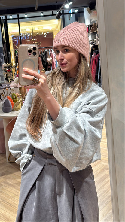 Beanie smiley - licht roze