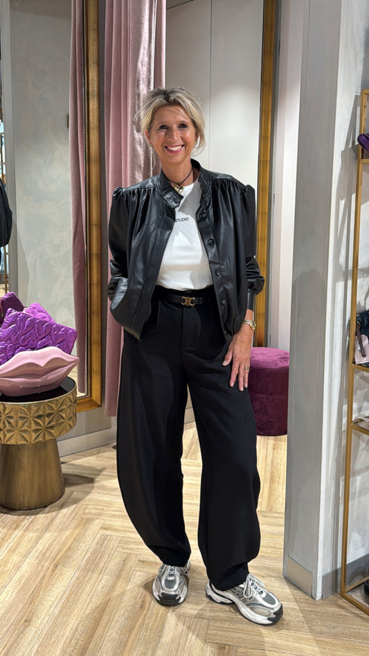 Cropped leather jacket - Veerle