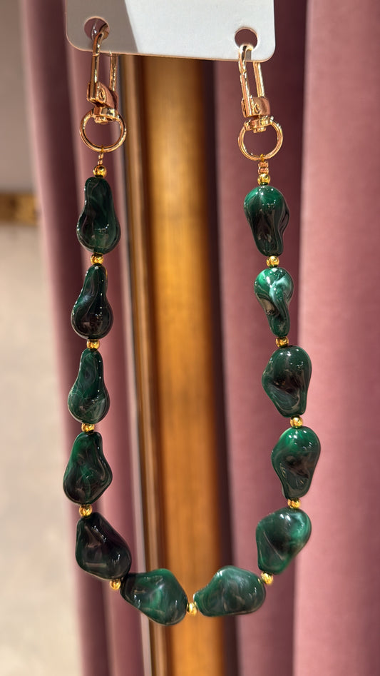 Telefoonkoord - stenen groen