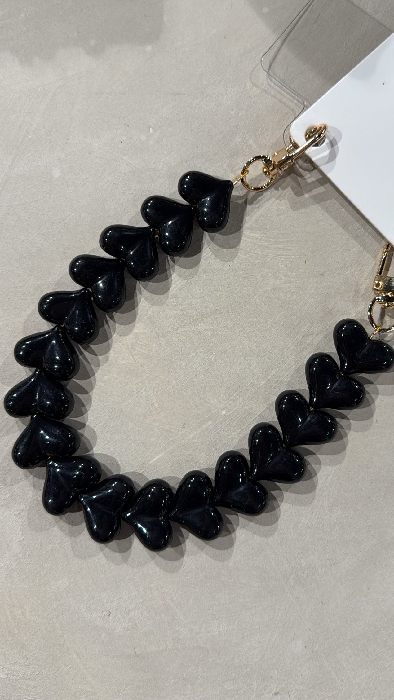 Telefoonkoord harten - zwart