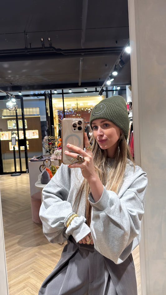 Beanie smiley - groen