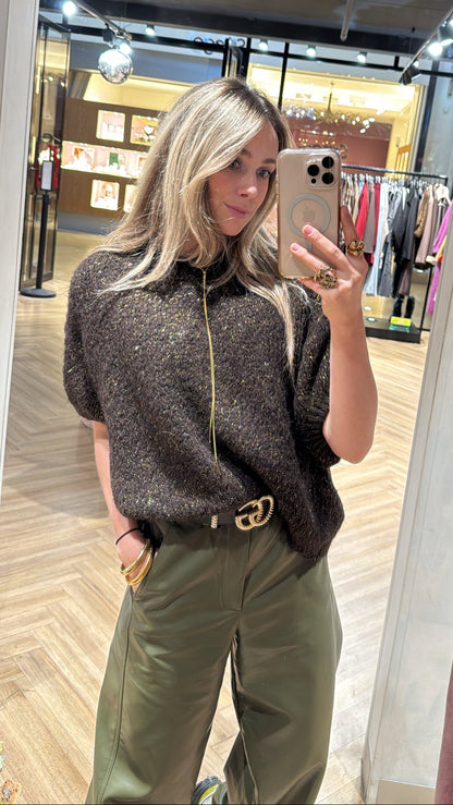 knitted sweater - Donkerbruin goud