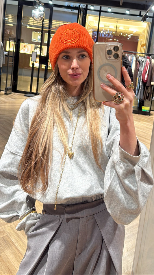 Beanie smiley - oranje