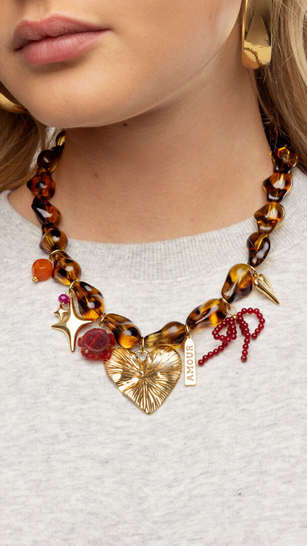 My jewellery - Panterprint kralen ketting met bedels