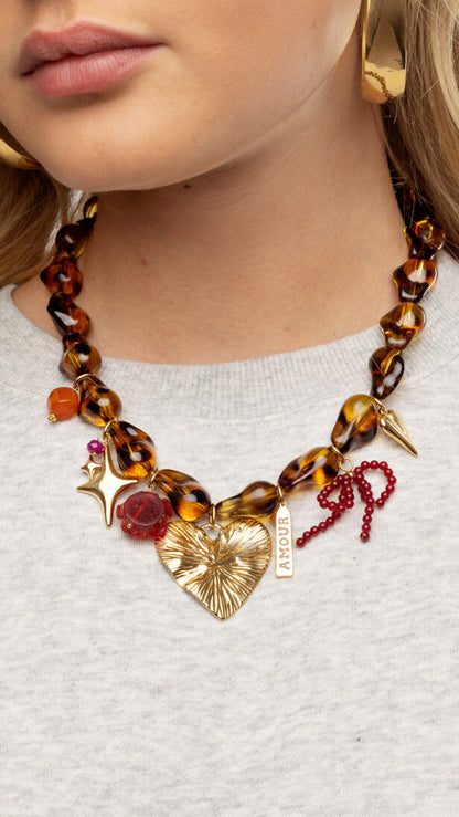 My jewellery - Panterprint kralen ketting met bedels