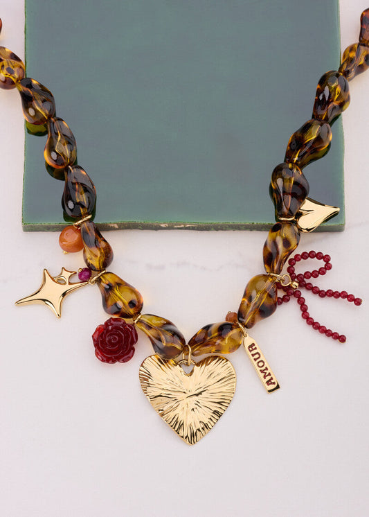 My jewellery - Panterprint kralen ketting met bedels