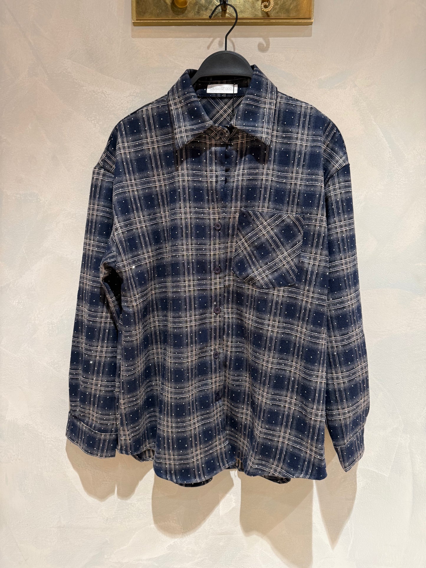 Check print blouse - strass