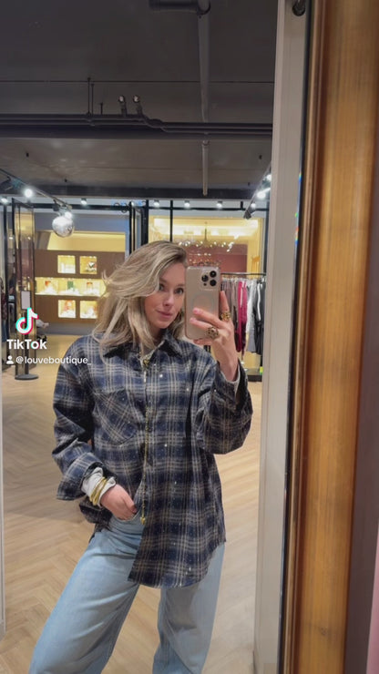 Check print blouse - strass